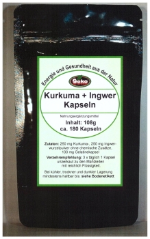 Kurkuma + Ingwer - Kapseln 108g ca.180 Kapseln a´600mg - OVP #5351